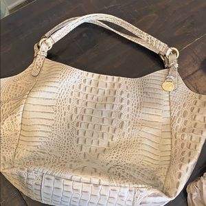 Brahmin snake print large bag